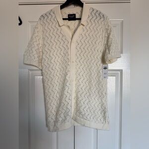 Cream Short Abercrombie & Fitch Sleeve Knit Shirt